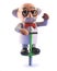 Cartoon 3d mad scientist character bouncing on a pogo stick