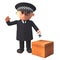 Cartoon 3d police officer policeman casts his vote in the ballot election, 3d illustration