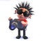 Cartoon 3d punk rocker character taking pictures with a camera