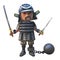 Cartoon 3d samurai character in armour with ball and chain