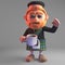 Cartoon 3d Scottish man with red beard wearing a kilt and drinking a cup of coffee, 3d illustration