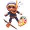 Cartoon 3d scuba snorkel diver character with paintbrush and palette