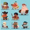 Cartoon aborigine, shaman pirate game sprite cute icon set