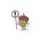 Cartoon acorn seed with sign warning character shape