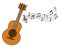 Cartoon acoustic guitar and sheet music