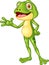 Cartoon adorable frog waving hand