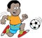 Cartoon African boy playing soccer