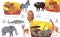 Cartoon African Savannah Animals Composition