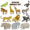 Cartoon african savannah animals set vector