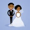 Cartoon afro-american bride and groom