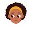 Cartoon afro girl face icon, colorful design
