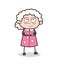 Cartoon Aggressive Granny Face Expression Vector Illustration