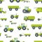 Cartoon Agricultural Vehicles Seamless Pattern Background. Vector