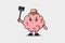 cartoon Agricultural worker Brain with pitchfork