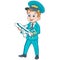 Cartoon airplane pilot with toy plane