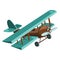 Cartoon airplane. Plastic toy for children. Flying machine. Colorful vector illustration for kids.