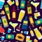 Cartoon Alcoholic Beverages Background Pattern. Vector