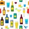 Cartoon Alcoholic Beverages Background Pattern. Vector