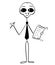 Cartoon of Alien or Extra Terrestrial Businessman Offering a Deal