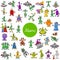 Cartoon alien fantasy characters large set