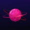 Cartoon alien pink space planet with rings