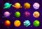 Cartoon aline fantasy space planets, galaxy world