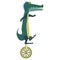cartoon alligator riding a unicycle. Vector illustration decorative design