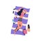 Cartoon alone woman sunbathing, lying on beach blanket in bikini, swimsuit. Slim girl rest calm by sea, relaxing