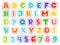 Cartoon alphabet. Cute colored letters numbers signs and symbols for school kids and childrens vector funny font