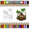 Cartoon Amargasaurus in the jungle for coloring book