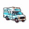 Cartoon Ambulance Van Sticker With White Border