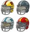 Cartoon american football helmet vector icon set