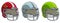 Cartoon american football helmet vector icon set