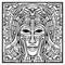 cartoon ancient egyptian pharaoh face mask zentangle