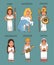 Cartoon ancient greek female deities set