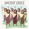 Cartoon ancient greek hand vote