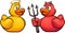 Cartoon angel and devil rubber ducks