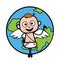 Cartoon Angel with planet earth