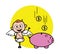 Cartoon Angel saving money in piggy bank