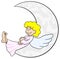 Cartoon angel sleeping on the moon