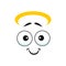Cartoon angel smiling face, gracious holy emoji