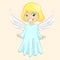 Cartoon angel. Vecor illustration of flying girl angel for Christmas holyday decoration. Design for print