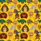 Cartoon angry animal seamless pattern