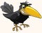 Cartoon angry bird crow smiling