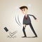 Cartoon angry businessman throwing cellphone