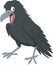 Cartoon angry crow on white background