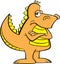 Cartoon angry dinosaur with his arms crossed.