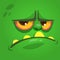 Cartoon angry and funny zombie face. Vector zombie monster square avatar.