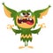 Cartoon angry gremlin. Halloween vector illustration of furry monster.