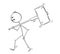 Cartoon of Angry Man or Businessman Walking With Big Hammer